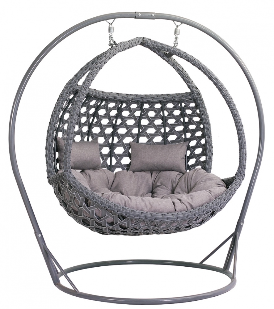 Кресло-кокон Оливер 2-мест з подушкою графит джинс