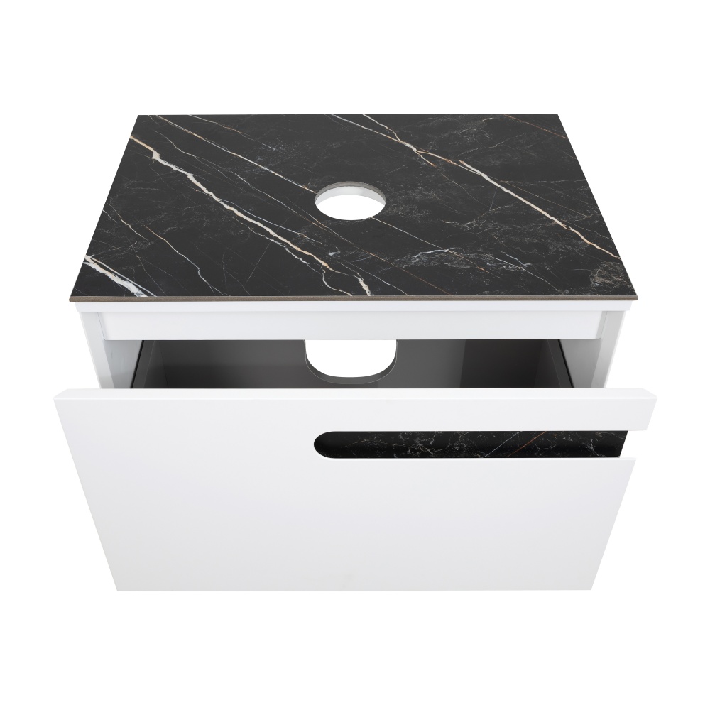 Тумба под умывальник Aqua Rodos OSTIN белый мат со столешницей керамогранит Namibia Black 70 см