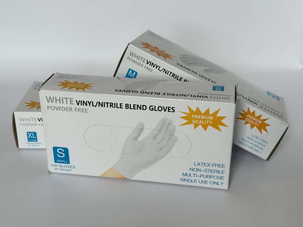 Перчатки медицинские Care 365 виниловые белые р.S 100 шт./уп.