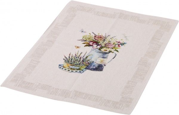 Полотенце весенний букет 47x60 см Білоруський льон коричнево-синий 