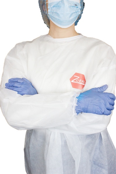 Халат Zorro одноразовий з поясом зі спанбонду 50 г/кв. м р. one size зріст універсальний UNI білий