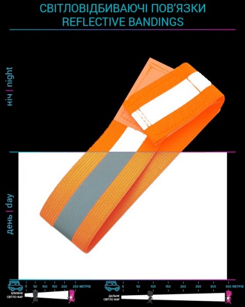 Пов'язка нарукавна світловідбивна 4x35 cm флуорисцентна LM-0038-orange/green 