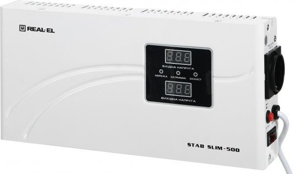 Стабілізатор напруги REAL-EL STAB SLIM-500, white (REAL-EL)