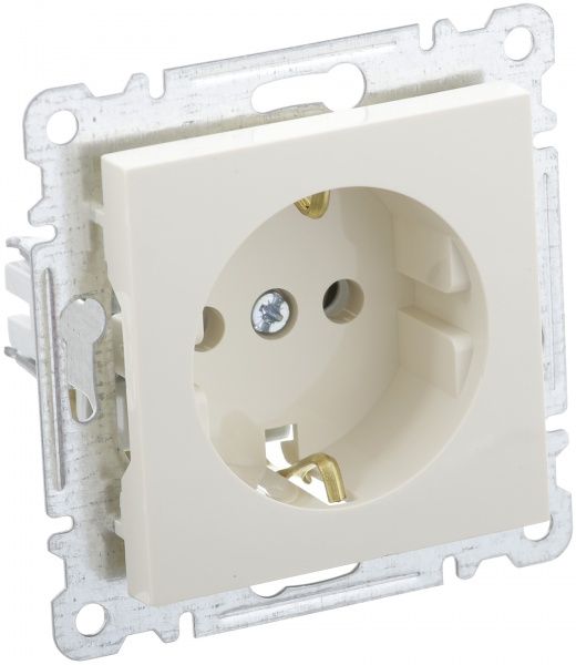 Механизм розетки с заземлением Makel Karea без шторок без крышки слоновая кость