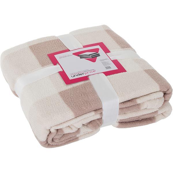 Плед мікрофібра Underprice Клітинка латте 200x220 см