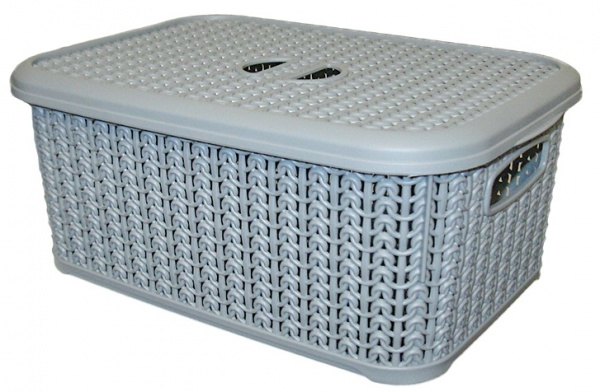 Кошик Ucsan Plastik KNIT прямокутна з кришкою 7,13 л сірий 
