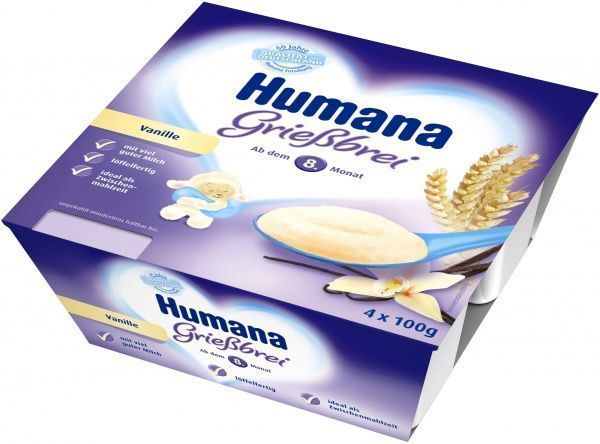 Пудинг Humana Griessbrei манный с ванилью 4x100 г (4031244273529) 