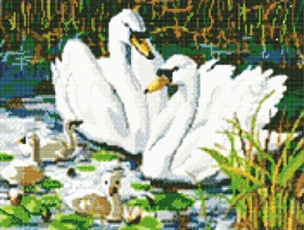 Набір для творчості зі стразами на підрамнику Лебедине озеро 30х40 см Діамантові ручки 