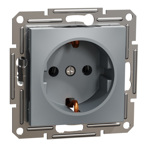 Розетка із заземленням Schneider Electric Asfora IP20 алюміній EPH2900162