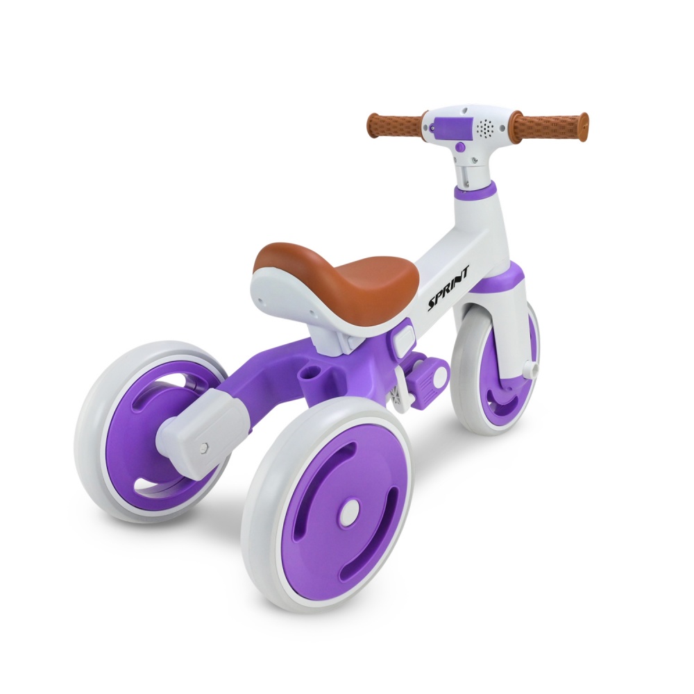 Велосипед трехколесный Shantou с родительской ручкой белый с фиолетовым TR2604