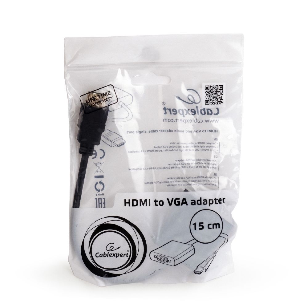 Перехідник Cablexpert 0,15 м (A-HDMI-VGA-03) перетворювач HDMI в VGA і стерео-аудіо