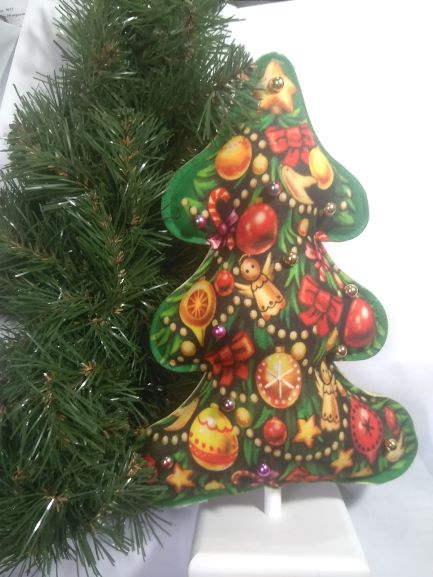 Прикрашанняе новорічне на подвці Ялинка іграшки з перлами 30 см