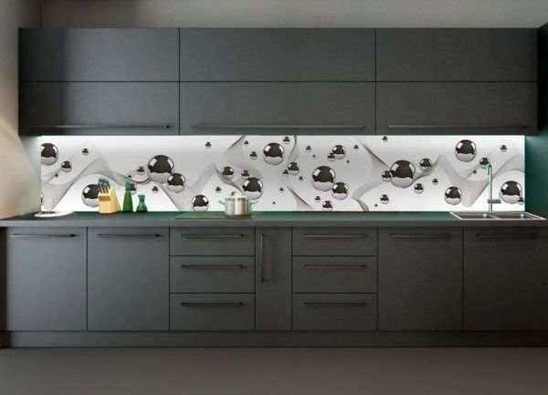 Наклейка на кухонный фартук Zatarga Стальные шары 65x250 см