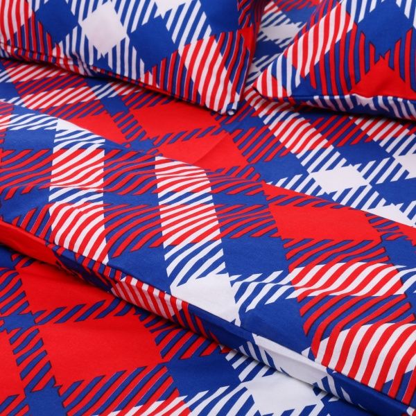 Комплект постельного белья Клетка 2 евро красный Rigel 