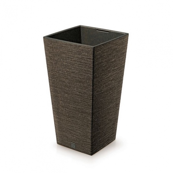 Горщик для квітів Prosperplast Furu Eco Wood 300 мм високий з вкладишем кавовий квадратний 35 л (60123-4625) 
