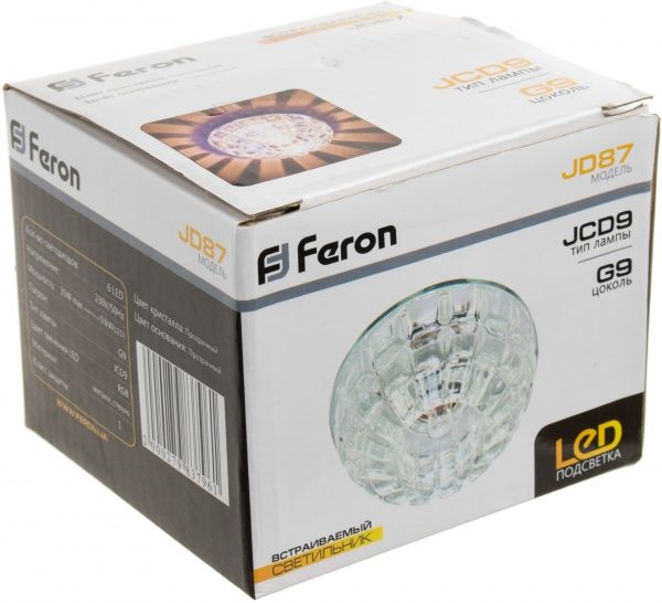 Светильник точечный Feron с Led-подсветкой G9 прозрачный JD87 RGB 