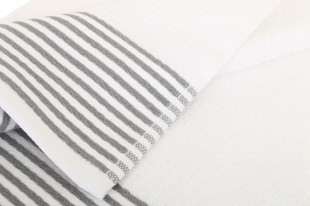 Рушник вафельний Sauna 90x180 см білий із зеленим ABC