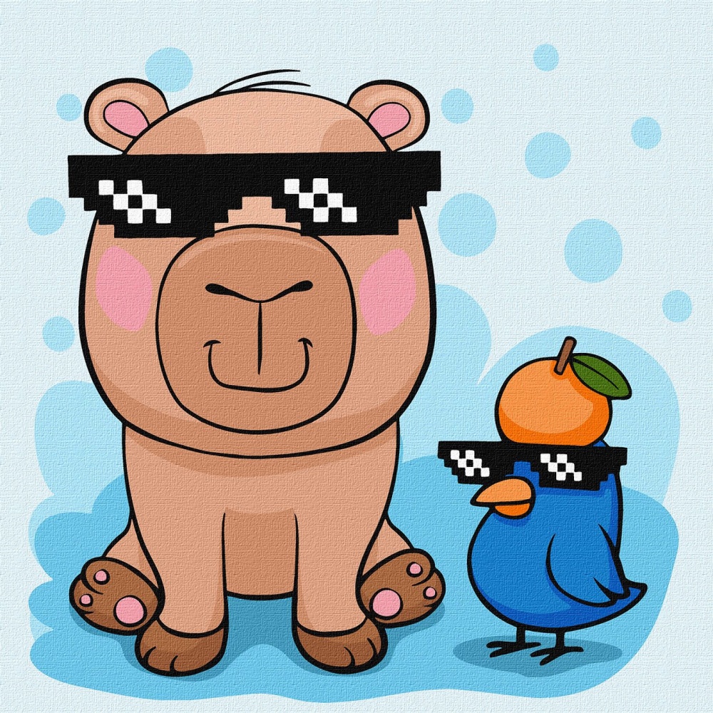 Картина по номерам Капибара и птичка в очках 30х30 см Ideyka