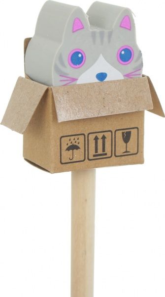 Олівець чорнографітний з гумкою Кіт в коробці в асортименті