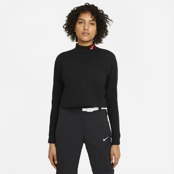 Футболка Nike W NSW TEE LS MOCK LOVE DB9735-010 р.S черный