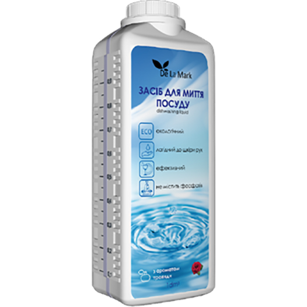 Средство для ручного мытья посуды DeLaMark с эфирным маслом розы 1л