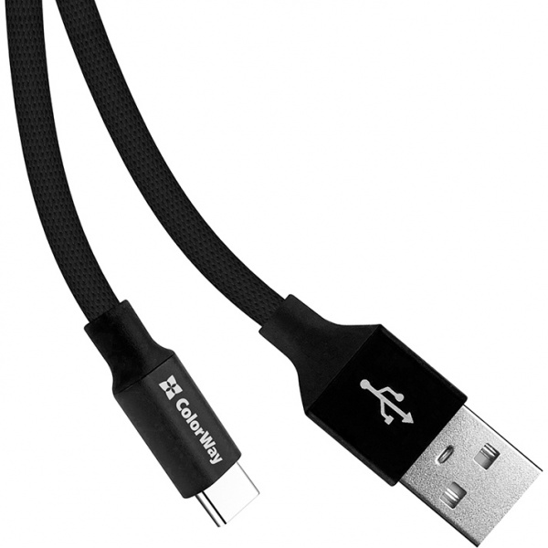 Кабель ColorWay USB - Type -C 2.4 А 0,25 м черный (CW-CBUC048-BK) 