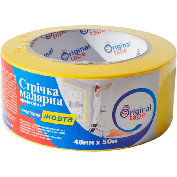 Лента малярная ORIGINAL TAPE 50 м x 48 мм желтая