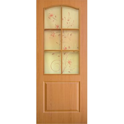 Двері полотно Класика 70 см вільха скло з малюнком
