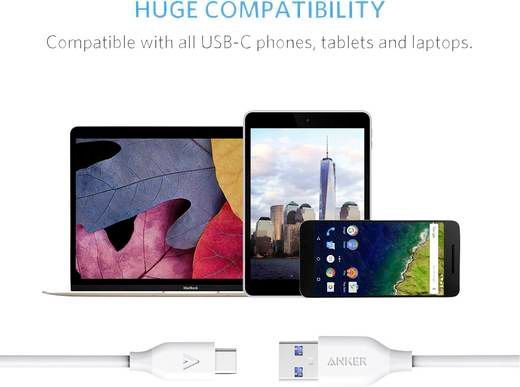 Кабель Anker USB Type-C – USB 3.0 0,9 м білий (A8163H21) Powerline 