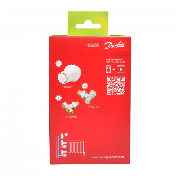 Комплект термостатических кранов радиаторный Danfoss RAS-C+RA-FN+RLV-S DN15 угловой 013G6555