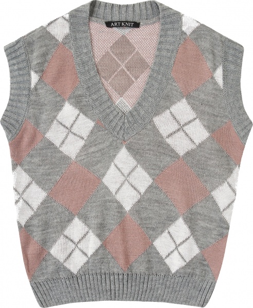 Жилет для девочки ART KNIT Ромб р.116 серый 26295 