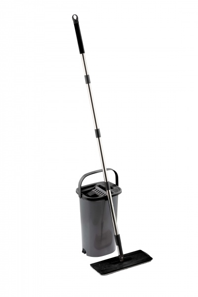 Набор для уборки для пола ведро вертикальное + швабра 2 в 1 серый 19 см 