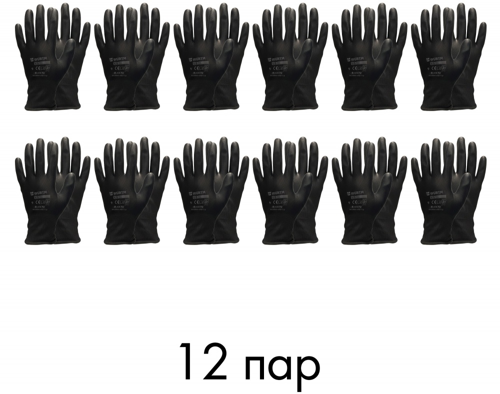 Рукавицы WURTH RED STRIPE BASIC 12 пар с покрытием полиуретан L (9) 0899490119912