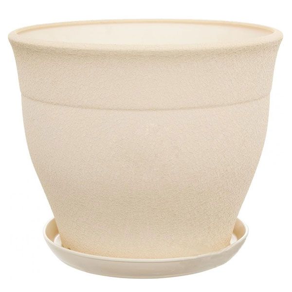 Горщик керамічний Оріана-Запоріжкераміка Флоріс №1 шовк бежевий круглий 12,3л бежевий (054-1-021) 