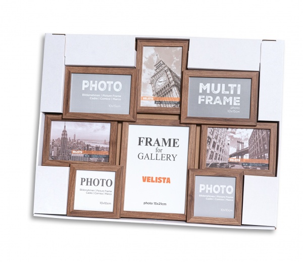 Мультирамка Веліста 15W-6012-3v 8 фото 15x21/10x10/10x15 см светло-коричневый 