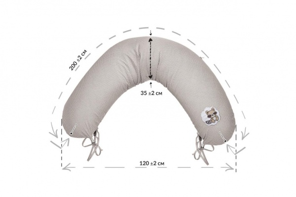 Подушка для кормления 35х200 см Звезда с пуговкой серая IDEIA