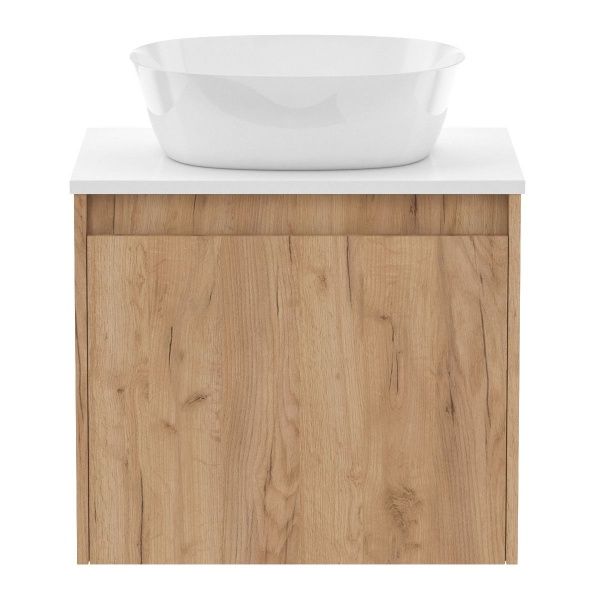Тумба підвісна Imprese Bilovec 60 см f3206Dr зі стільницею і умивальником, дуб крафт