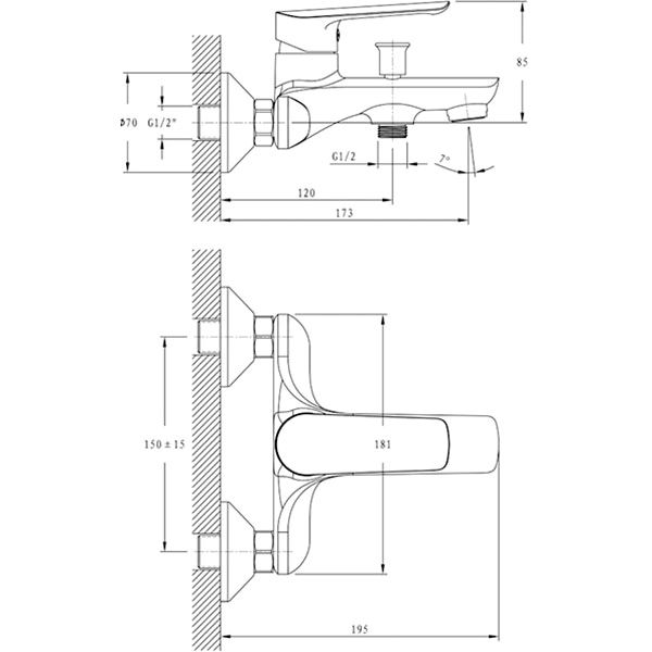 Змішувач для ванни Imprese Blanice 10330