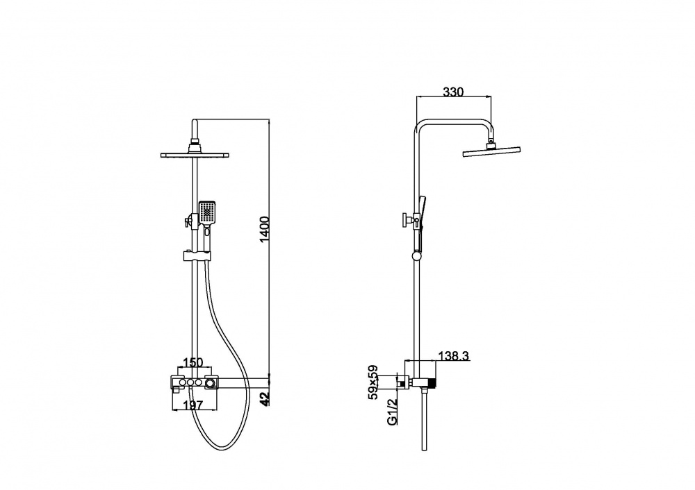 Душевая система Aqua Rodos Gessie Black Matte