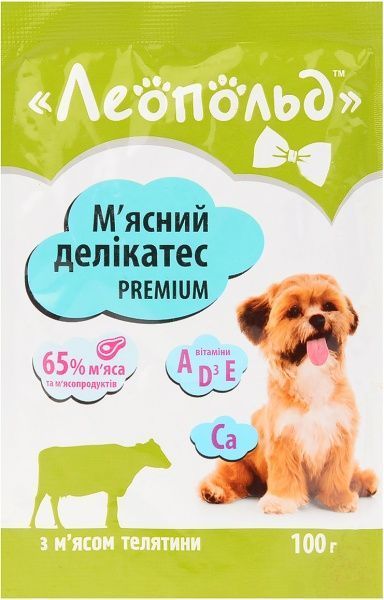 Консерва Мясні делікатеси для собак з мясом телятини 100 г