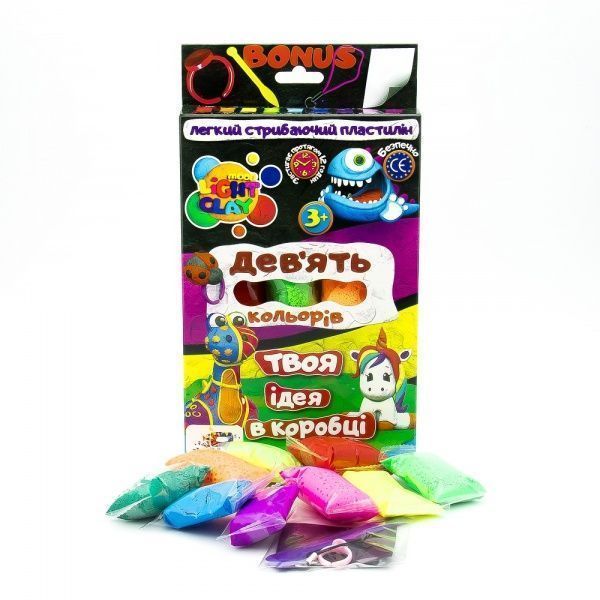 Пластилін легкий стрибаючий 9 кольорів Діно OKTO