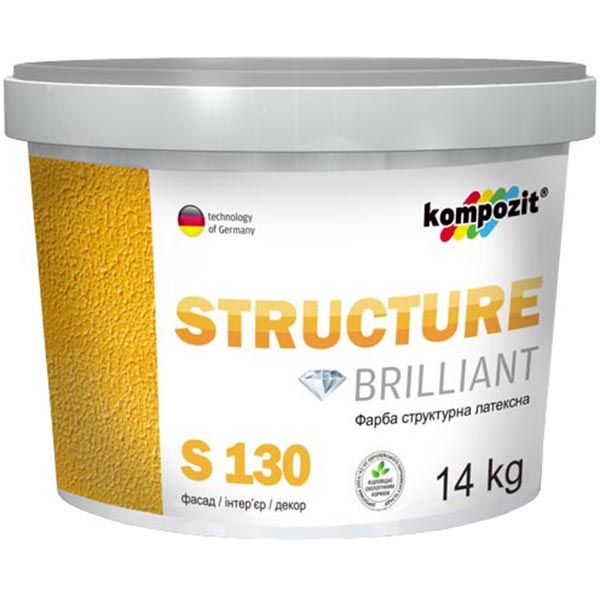 Фарба силіконова структурна Kompozit STRUCTURE S130 мат білий 14кг 