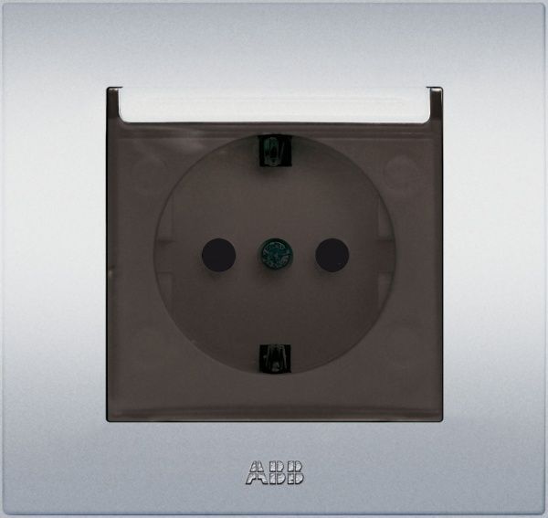 Розетка із заземленням ABB Cosmo без шторок з кришкою сірий металік 619-011000-218