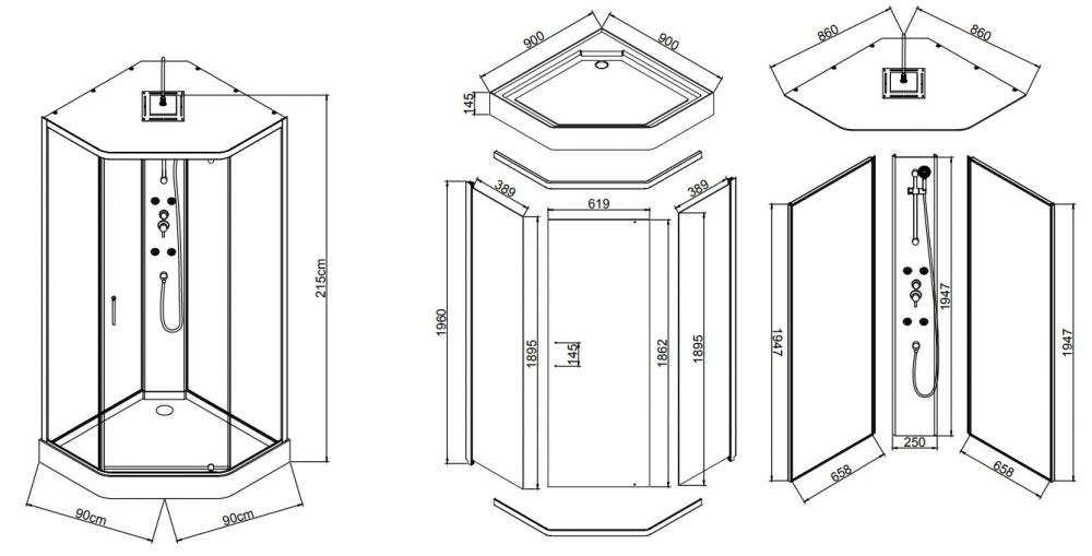 Душевой бокс EGO EGOIST 900х900х2150 мм CD9091