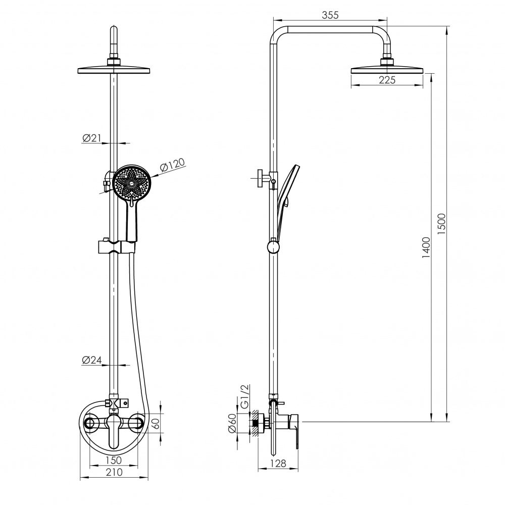 Душова система Imprese MODUS B , чорний матовий