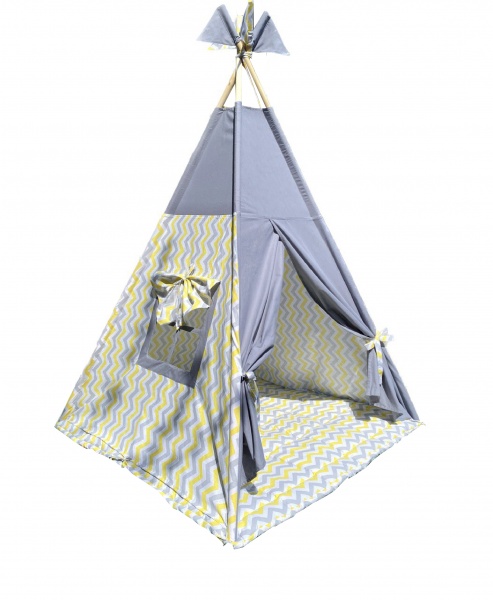Игровой домик Zбирайко Вигвам 130х130х200 см серо-желтые зигзаги