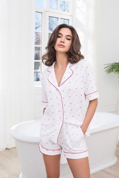 Пижама German Volf красные сердечки р. M белый
