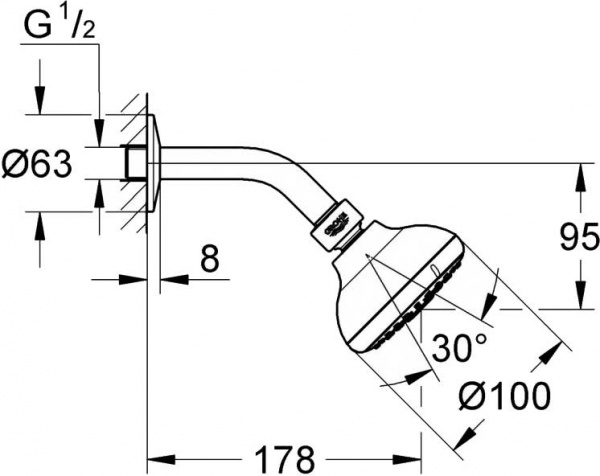 Верхний душ Grohe New Tempesta 100 (26088001)