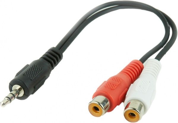 Кабель Cablexpert аудіо/стерео 0,2 м чорний (CCA-406) стерео аудіо, 3.5 мм/2 x RCA-тюльпан, 0.2 м 