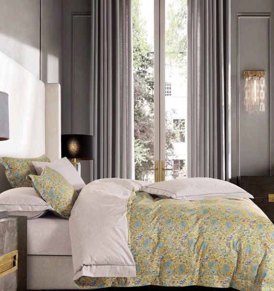 Комплект постільної білизни Yellow Beauty 2 жовтий із принтом La Nuit 